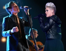 Watch Pink singing with Fun.'s Nate Ruess in Just Give Me A Reason music video